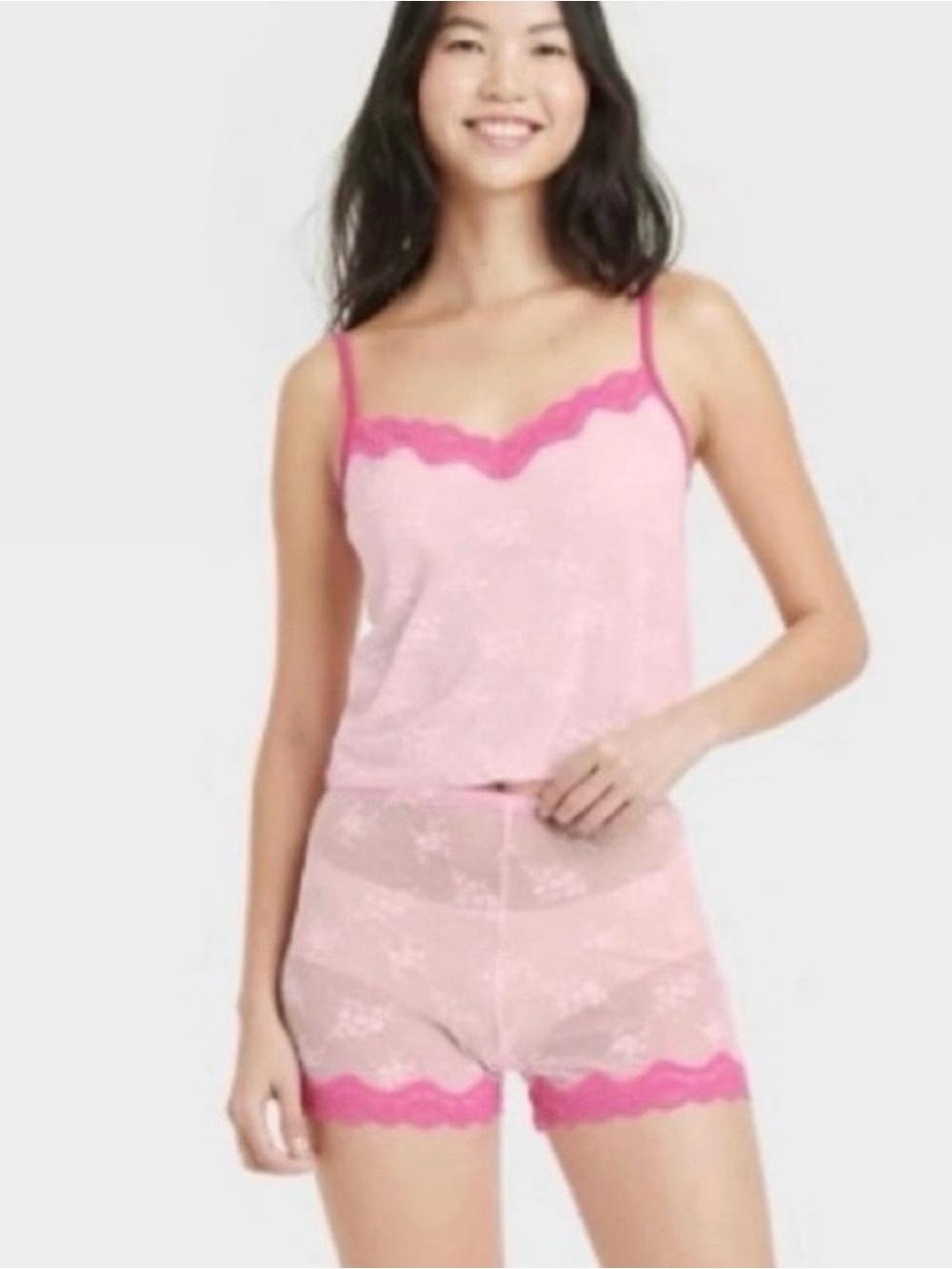 Colsie Women’s Lace Camisole and Shorts Pink Size Medium New